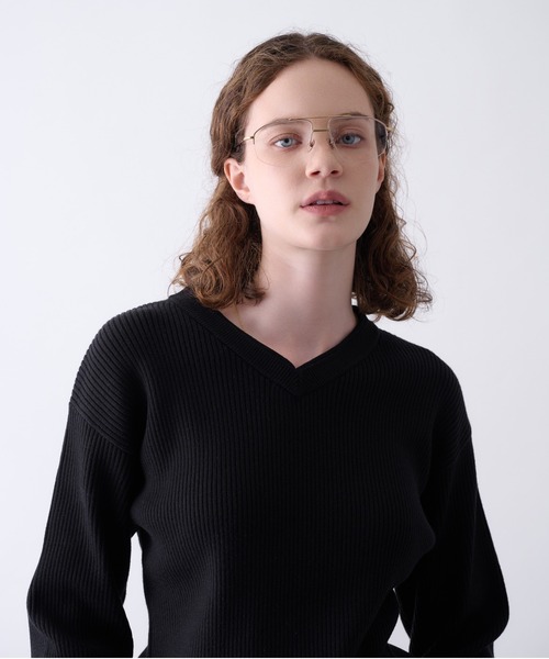 Perushu(ペルーシュ)の「Double Neck Ribbed VNeck Knit/ダブル ネック リブ Vネック ニット(ニット/セーター・メンズ・ベージュ/チャコールグレー/ブラック・MEDIUM/LARGE)」の10枚目の写真