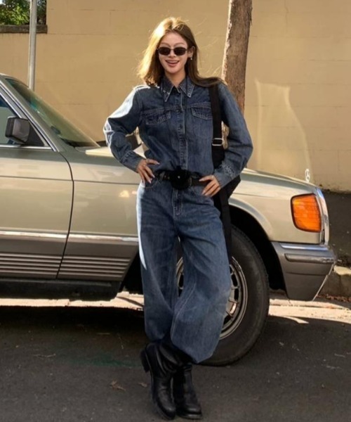 FAVORITO(ファヴォリート)の「デニムトップスパンツセットアップ(セットアップ・レディース・ライトブルー/ダークブルー・S/M/L)」の10枚目の写真