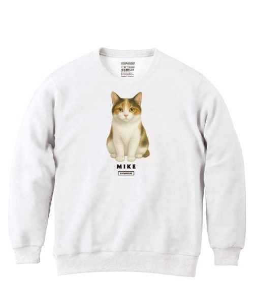 Moftique(モフティック)の「Moftique(モフティック) トレーナー スウェット 裏毛 三毛猫 キャット ペット アニマル プリント トップス レディース ユニセックス(スウェット・レディース・ヘザーグレー/ホワイト/ブラック・XS/S)」の2枚目の写真