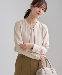【WEB限定サイズ】メタルパーツ フロントフリル タイ ロングスリーブ ブラウス