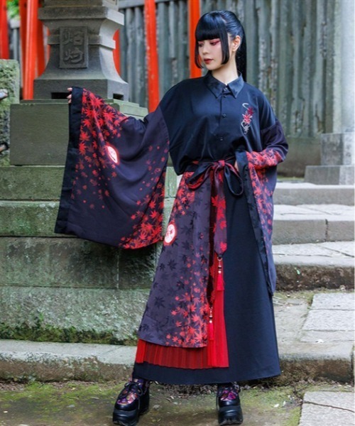 REZEN(リゼン)の「紅葉×月アシメスカート(スカート・メンズ・ローズ/レッドパープル/キャメル・SMALL/MEDIUM)」の4枚目の写真