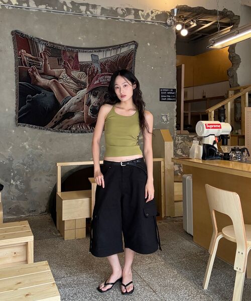 RITZYSEOUL（リッジソウル）の「[カップ内蔵] アクティブノースリーブ（Tシャツ/カットソー・レディース・ダークグレー/ブラック/アイボリー/ホワイト/ネイビー/オリーブ/ライトグレー・LARGE/MEDIUM/SMALL）」の20枚目の写真