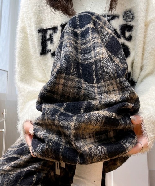 Teem Store(チームストア)の「チェック柄ドロスト ルーズワイドイージーパンツ(その他パンツ・レディース・ネイビー/ブラウン・M)」の13枚目の写真