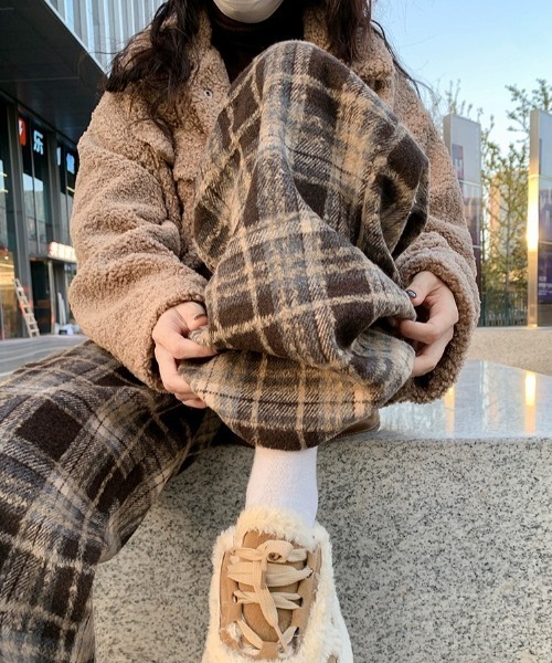 Teem Store(チームストア)の「チェック柄ドロスト ルーズワイドイージーパンツ(その他パンツ・レディース・ネイビー/ブラウン・M)」の17枚目の写真