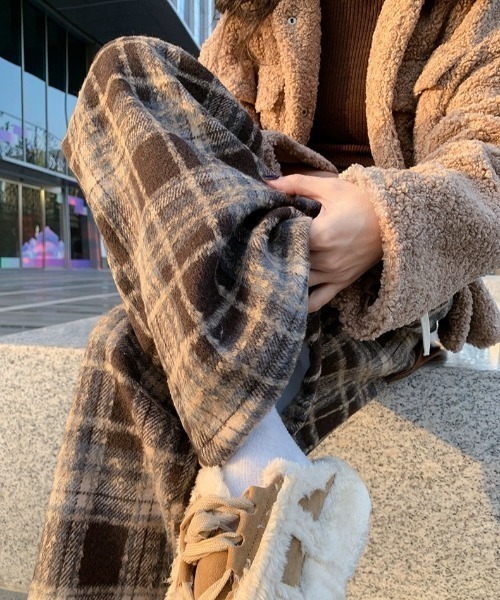 Teem Store(チームストア)の「チェック柄ドロスト ルーズワイドイージーパンツ(その他パンツ・レディース・ネイビー/ブラウン・M)」の18枚目の写真