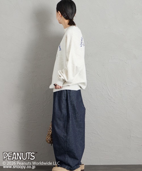 PEANUTS（ピーナッツ）の「[PEANUTS×JEANS FACTORY/ピーナッツ×ジーンズ ファクトリー] チャーリー・ブラウン / サガラ刺繍クルーネックスウェット（スウェット・レディース・オフホワイト/グレー/ブラック・S/L/M）」の10枚目の写真