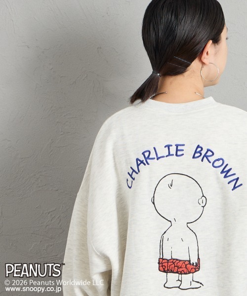 PEANUTS（ピーナッツ）の「[PEANUTS×JEANS FACTORY/ピーナッツ×ジーンズ ファクトリー] チャーリー・ブラウン / サガラ刺繍クルーネックスウェット（スウェット・レディース・オフホワイト/グレー/ブラック・S/L/M）」の13枚目の写真