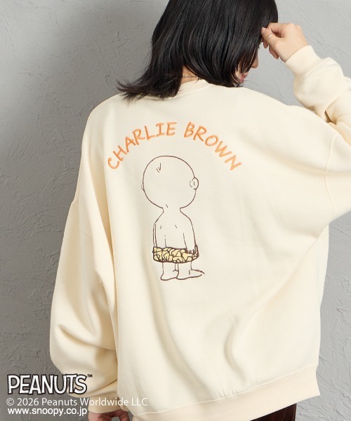 PEANUTS（ピーナッツ）の「[PEANUTS×JEANS FACTORY/ピーナッツ×ジーンズ ファクトリー] チャーリー・ブラウン / サガラ刺繍クルーネックスウェット（スウェット・レディース・オフホワイト/グレー/ブラック・S/L/M）」の8枚目の写真