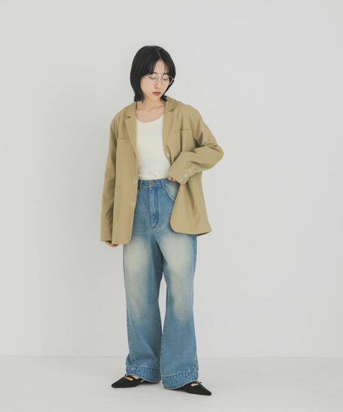 KBF(ケイビーエフ)の「ピーチスキン2WAYタンクトップ(タンクトップ・レディース・アイボリー/チャコールグレー/ブラウン・ONE)」の7枚目の写真