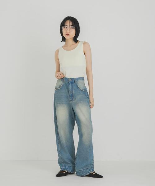 KBF(ケイビーエフ)の「ピーチスキン2WAYタンクトップ(タンクトップ・レディース・アイボリー/チャコールグレー/ブラウン・ONE)」の10枚目の写真