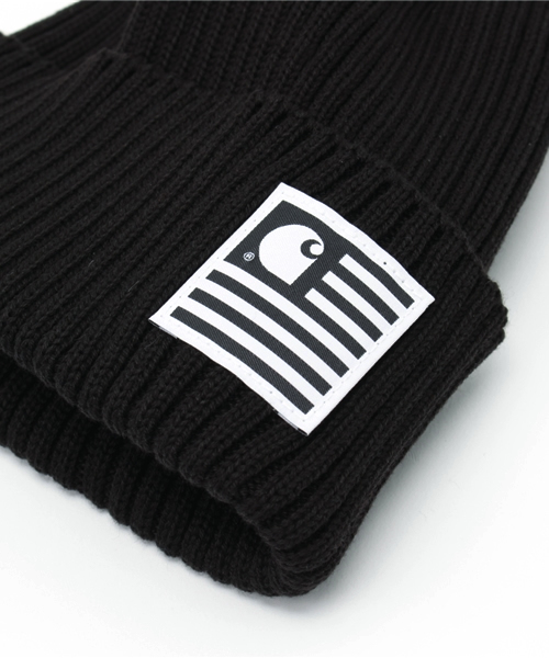 Carhartt WIP（カーハートダブリューアイピー）の「CARHARTT WIP(カーハート) / State Rib Beanie / I020257（ニットキャップ/ビーニー・メンズ・ホワイト/ブラック・FREE）」の4枚目の写真