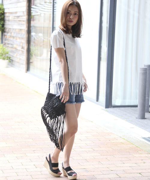 Denime（ドゥニーム）の「スソフリンジＴシャツ（Tシャツ/カットソー・レディース・ブルー/ピンク/ホワイト・FREE）」の16枚目の写真