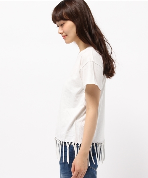 Denime（ドゥニーム）の「スソフリンジＴシャツ（Tシャツ/カットソー・レディース・ブルー/ピンク/ホワイト・FREE）」の5枚目の写真