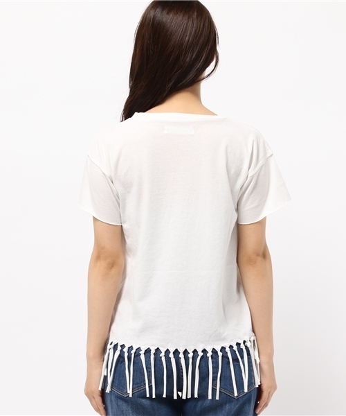 Denime（ドゥニーム）の「スソフリンジＴシャツ（Tシャツ/カットソー・レディース・ブルー/ピンク/ホワイト・FREE）」の6枚目の写真