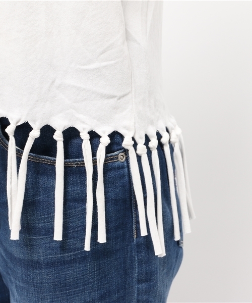 Denime（ドゥニーム）の「スソフリンジＴシャツ（Tシャツ/カットソー・レディース・ブルー/ピンク/ホワイト・FREE）」の9枚目の写真