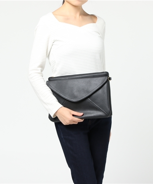 WEGO(ウィゴー)の「WEGO/2WAYレターポケットクラッチバッグ(クラッチバッグ・レディース・ホワイト/ブラック/インディゴブルー・FREE)」の10枚目の写真