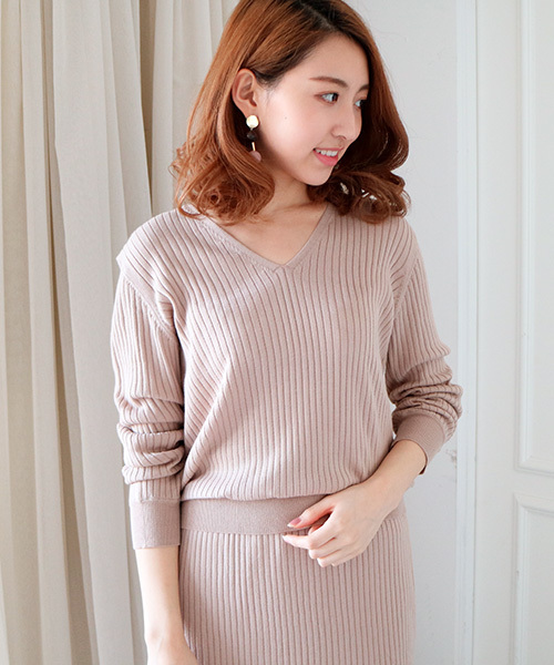 N.(N. Natural Beauty Basic)(エヌエヌナチュラルビューティーベーシック)の「ワイドリブセットアップニット【セットアップ対応商品】(ニット/セーター・レディース・ベージュ/ネイビー/ピンク/グレー・MEDIUM)」の3枚目の写真