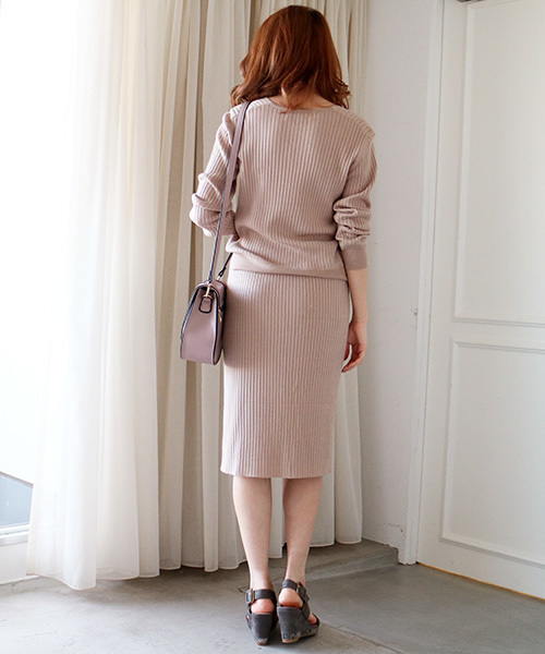 N.(N. Natural Beauty Basic)(エヌエヌナチュラルビューティーベーシック)の「ワイドリブセットアップニット【セットアップ対応商品】(ニット/セーター・レディース・ベージュ/ネイビー/ピンク/グレー・MEDIUM)」の8枚目の写真