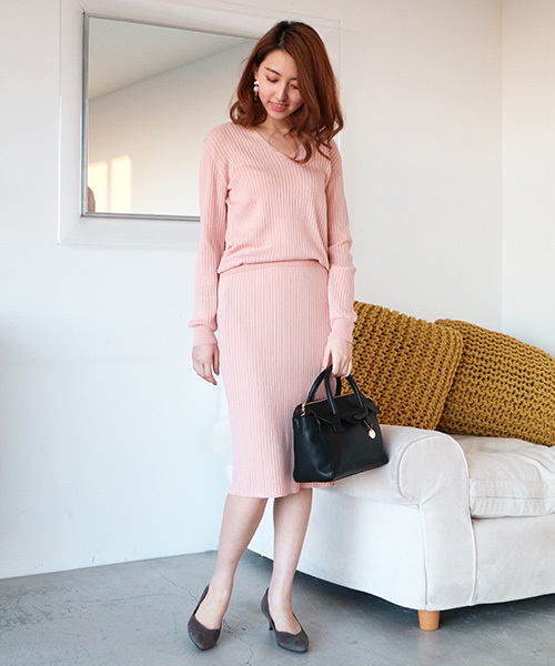 N.(N. Natural Beauty Basic)(エヌエヌナチュラルビューティーベーシック)の「ワイドリブセットアップニット【セットアップ対応商品】(ニット/セーター・レディース・ベージュ/ネイビー/ピンク/グレー・MEDIUM)」の9枚目の写真