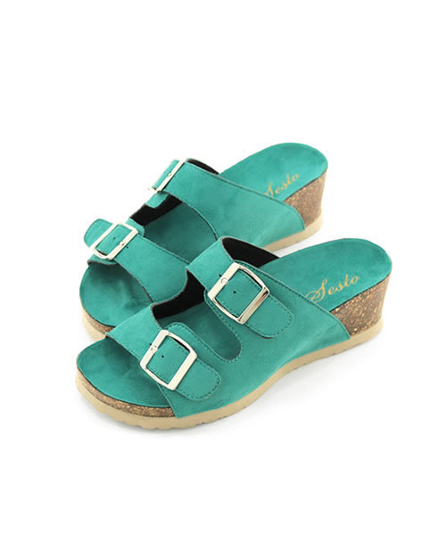 SESTO（セスト）の「ふわふわクッション入り。ウエッジタイプのダブルストラップコンフォートスポーツサンダル（サンダル・レディース・ブラック系その他/ターコイズブルー/イエロー/ピンクベージュ/レッド/ホワイト/ライトグレー/ピンク/ブラック/グレー系その他・M/LL/S/3L/L）」の14枚目の写真