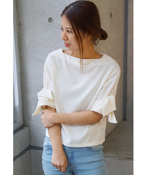 laboratory work(ラボラトリーワーク)の「袖リボンプルオーバー(Tシャツ/カットソー・レディース・ホワイト/ブラック/サックスブルー・MEDIUM)」の16枚目の写真