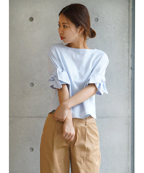 laboratory work(ラボラトリーワーク)の「袖リボンプルオーバー(Tシャツ/カットソー・レディース・ホワイト/ブラック/サックスブルー・MEDIUM)」の18枚目の写真