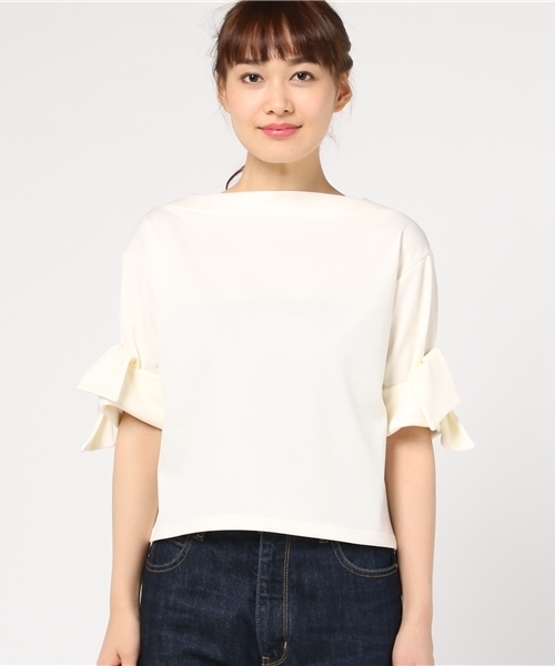 laboratory work(ラボラトリーワーク)の「袖リボンプルオーバー(Tシャツ/カットソー・レディース・ホワイト/ブラック/サックスブルー・MEDIUM)」の4枚目の写真