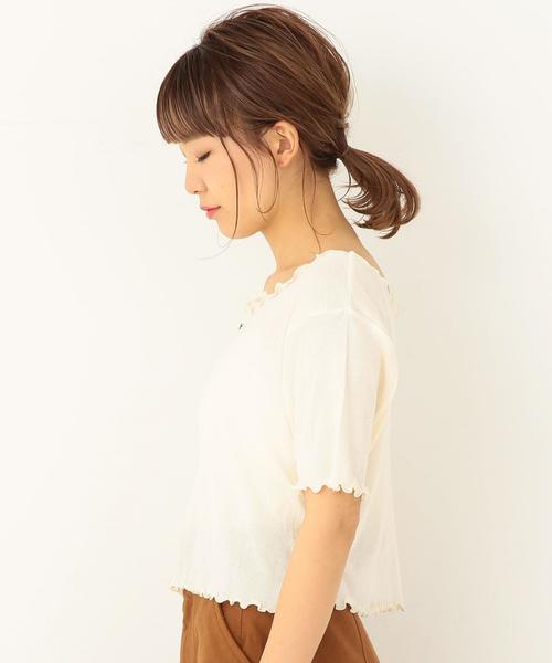 Another Edition（アナザーエディション）の「CHEER UP刺繍テレコショートスリーブＴ ◆（Tシャツ/カットソー・レディース・ホワイト/ブラック/ライム/ライトピンク・FREE）」の16枚目の写真