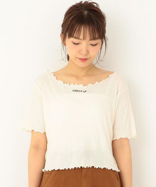Another Edition（アナザーエディション）の「CHEER UP刺繍テレコショートスリーブＴ ◆（Tシャツ/カットソー・レディース・ホワイト/ブラック/ライム/ライトピンク・FREE）」の17枚目の写真