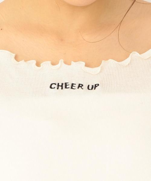 Another Edition（アナザーエディション）の「CHEER UP刺繍テレコショートスリーブＴ ◆（Tシャツ/カットソー・レディース・ホワイト/ブラック/ライム/ライトピンク・FREE）」の19枚目の写真