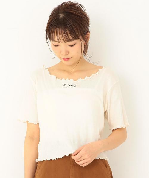 Another Edition（アナザーエディション）の「CHEER UP刺繍テレコショートスリーブＴ ◆（Tシャツ/カットソー・レディース・ホワイト/ブラック/ライム/ライトピンク・FREE）」の11枚目の写真