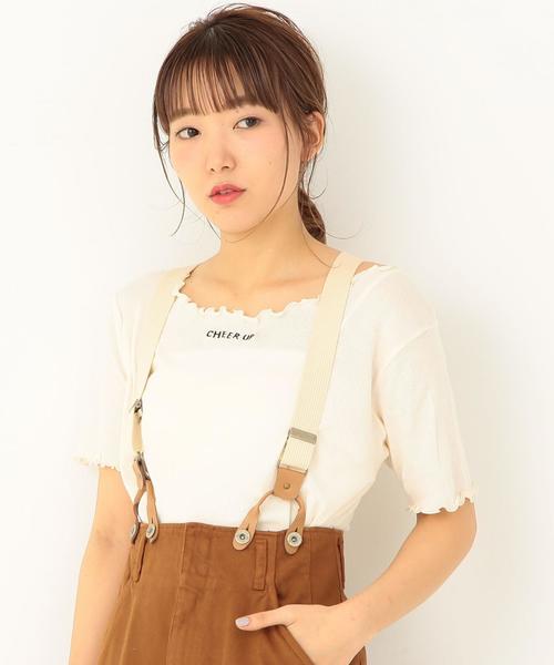 Another Edition（アナザーエディション）の「CHEER UP刺繍テレコショートスリーブＴ ◆（Tシャツ/カットソー・レディース・ホワイト/ブラック/ライム/ライトピンク・FREE）」の12枚目の写真