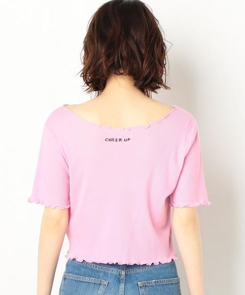 Another Edition（アナザーエディション）の「CHEER UP刺繍テレコショートスリーブＴ ◆（Tシャツ/カットソー・レディース・ホワイト/ブラック/ライム/ライトピンク・FREE）」の22枚目の写真