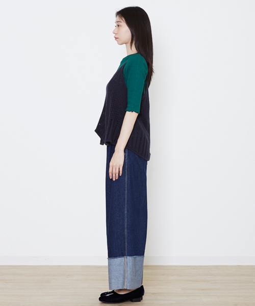 POU DOU DOU（プードゥドゥ）の「透かし編みAラインニットキャミ（キャミソール・レディース・レッド/ベージュ/ネイビー・3）」の14枚目の写真