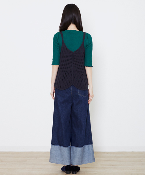 POU DOU DOU（プードゥドゥ）の「透かし編みAラインニットキャミ（キャミソール・レディース・レッド/ベージュ/ネイビー・3）」の13枚目の写真