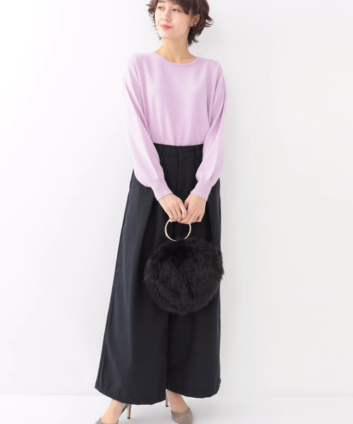 earth music&ecology(アースミュージックアンドエコロジー)の「シアバター加工ボリュームスリーブニットプルオーバー(ニット/セーター・レディース・ネイビー/サックスブルー/アイボリー/ラベンダー/杢グレー/ライトピンク・FREE)」の13枚目の写真