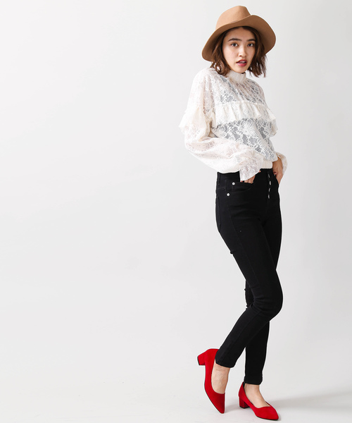 WEGO（ウィゴー）の「WEGO/レースハイネックフリルブラウス（シャツ/ブラウス・レディース・マスタード/ホワイト・FREE）」の9枚目の写真