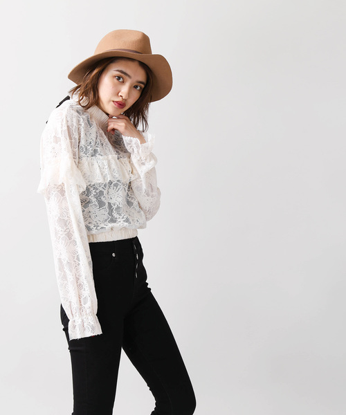 WEGO（ウィゴー）の「WEGO/レースハイネックフリルブラウス（シャツ/ブラウス・レディース・マスタード/ホワイト・FREE）」の10枚目の写真