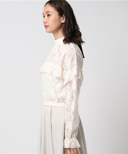 WEGO（ウィゴー）の「WEGO/レースハイネックフリルブラウス（シャツ/ブラウス・レディース・マスタード/ホワイト・FREE）」の3枚目の写真