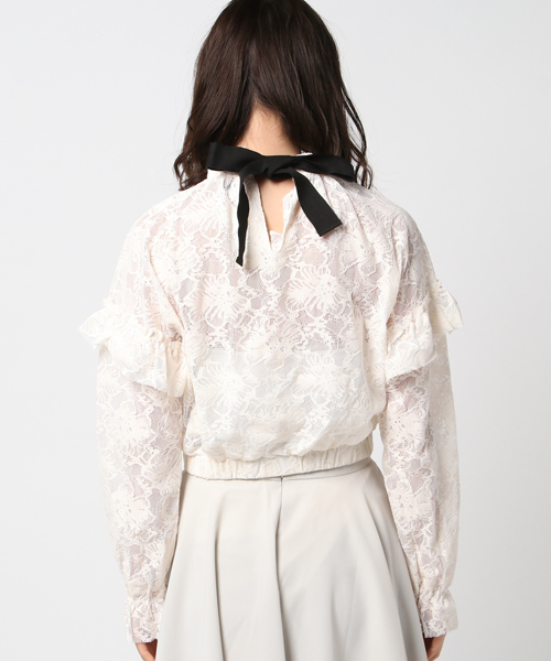 WEGO（ウィゴー）の「WEGO/レースハイネックフリルブラウス（シャツ/ブラウス・レディース・マスタード/ホワイト・FREE）」の4枚目の写真