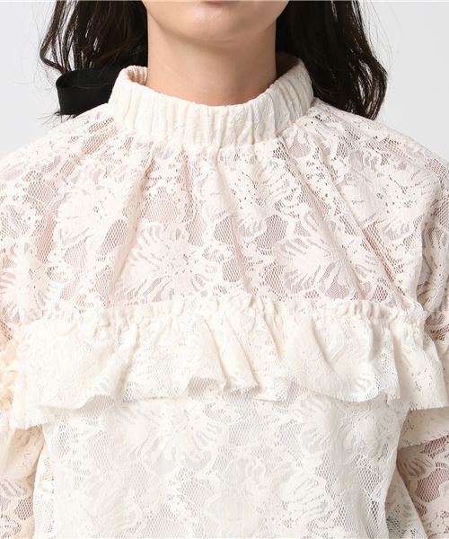 WEGO（ウィゴー）の「WEGO/レースハイネックフリルブラウス（シャツ/ブラウス・レディース・マスタード/ホワイト・FREE）」の5枚目の写真