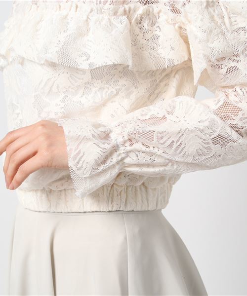WEGO（ウィゴー）の「WEGO/レースハイネックフリルブラウス（シャツ/ブラウス・レディース・マスタード/ホワイト・FREE）」の7枚目の写真
