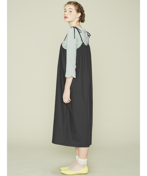 シロップ.(シロップ.)の「ゆるっとガーリー 肩リボンサロペット(サロペット/オーバーオール・レディース・グレー/ブラック・LARGE/MEDIUM/SMALL/X-LARGE/XX-LARGE)」の5枚目の写真