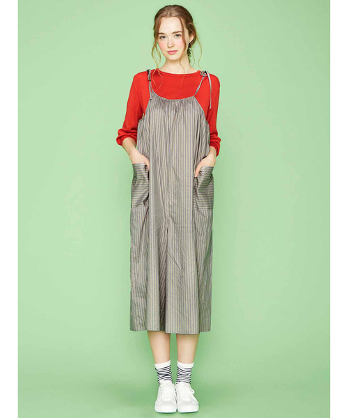 シロップ.(シロップ.)の「ゆるっとガーリー 肩リボンサロペット(サロペット/オーバーオール・レディース・グレー/ブラック・LARGE/MEDIUM/SMALL/X-LARGE/XX-LARGE)」の8枚目の写真