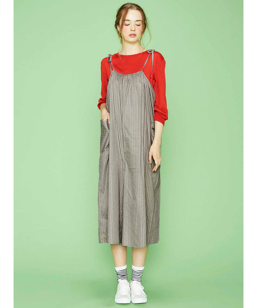 シロップ.(シロップ.)の「ゆるっとガーリー 肩リボンサロペット(サロペット/オーバーオール・レディース・グレー/ブラック・LARGE/MEDIUM/SMALL/X-LARGE/XX-LARGE)」の9枚目の写真