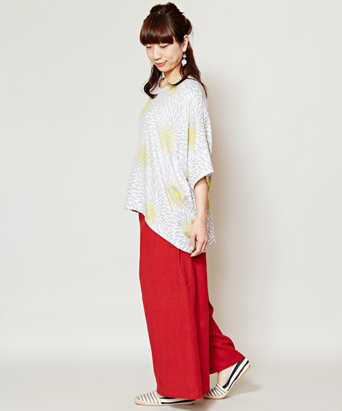 カヤ（カヤ）の「【カヤ】彩りワイドパンツ（その他パンツ・レディース・エンジ/パープル/イエロー/ブルー/グリーン/スミクロ・FREE）」の9枚目の写真