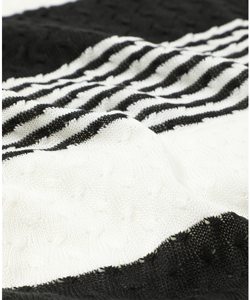 Request(リクエスト)の「【REQUEST】 TEE×ケーブルニット 2ピッチボーダー(Tシャツ/カットソー・メンズ・ホワイト×ネイビー/ホワイト×ブラック・2/3)」の8枚目の写真