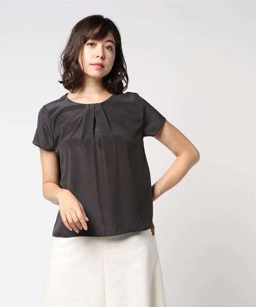 SHIPS（シップス）の「フロントギャザーショートスリーブブラウス（シャツ/ブラウス・レディース・グレー/オフホワイト/ピンク・38/36）」の7枚目の写真