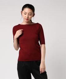 AMERICAN HOLIC | ・5分袖ワイドリブボートネックプルオーバー(ニット/セーター)