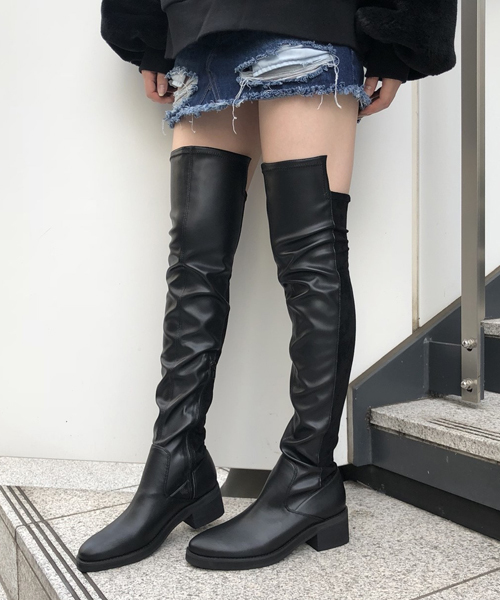 ENVYM（アンビー）の「ＫＮＥＥ ＨＩＧＨ ＢＯＯＴＳ（ブーツ・レディース・ブラック・22.5/24.5/23.5）」の2枚目の写真